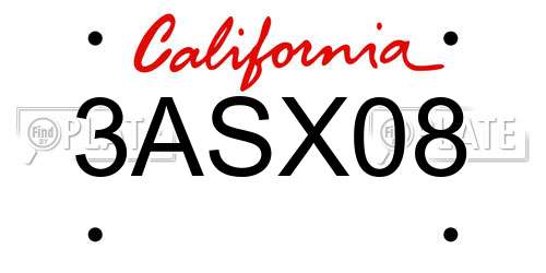 3ASX08 California License Plate
