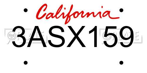 3ASX159 California License Plate