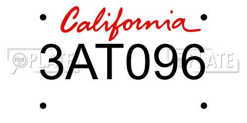 3AT096 California License Plate