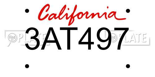 3AT497 California License Plate