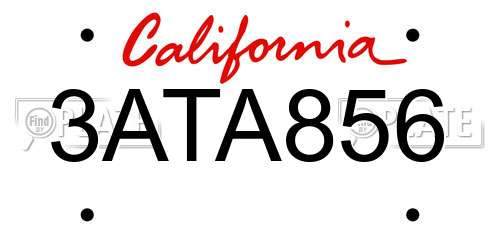 3ATA856 California License Plate