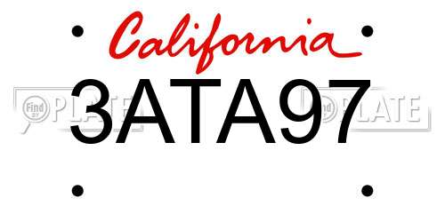 3ATA97 California License Plate