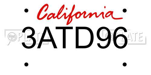 3ATD96 California License Plate
