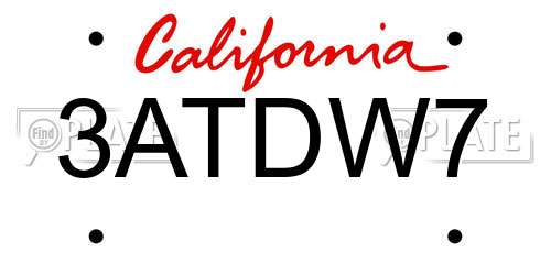 3ATDW7 California License Plate