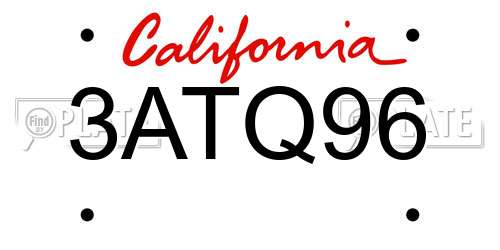 3ATQ96 California License Plate