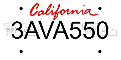 3AVA550 California License Plate