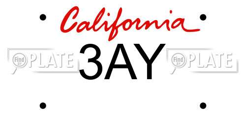 3AY California License Plate