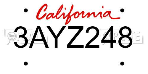 3AYZ248 California License Plate