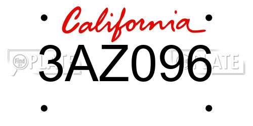 3AZ096 California License Plate