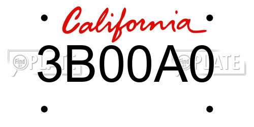 3B00A0 California License Plate