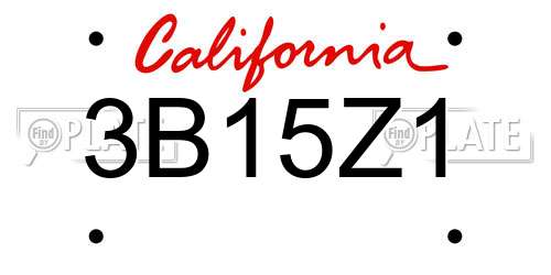3B15Z1 California License Plate