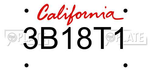 3B18T1 California License Plate