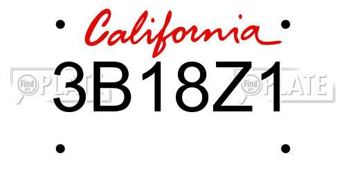 3B18Z1 California License Plate