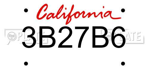 3B27B6 California License Plate