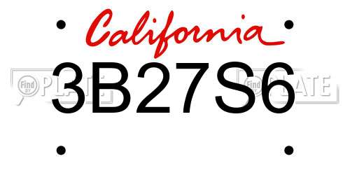 3B27S6 California License Plate