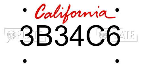 3B34C6 California License Plate
