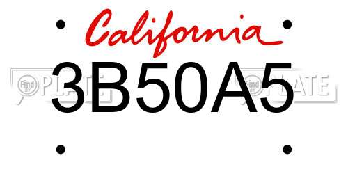 3B50A5 California License Plate