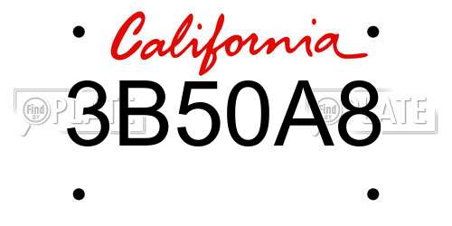 3B50A8 California License Plate