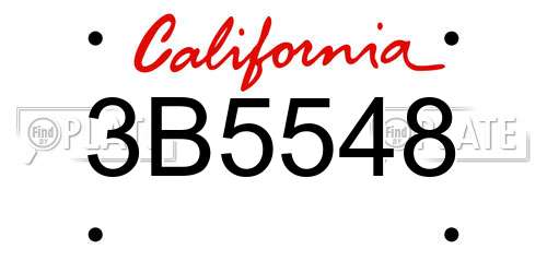 3B5548 California License Plate