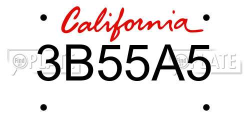 3B55A5 California License Plate