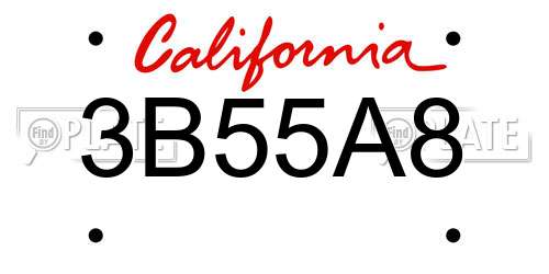 3B55A8 California License Plate