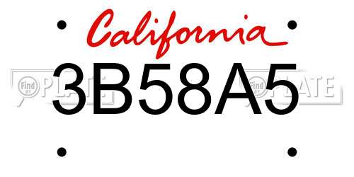 3B58A5 California License Plate