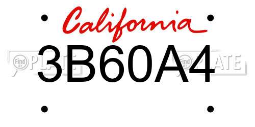 3B60A4 California License Plate