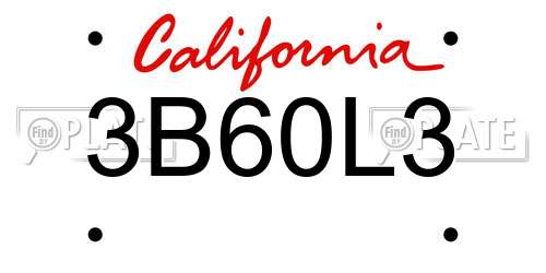 3B60L3 California License Plate