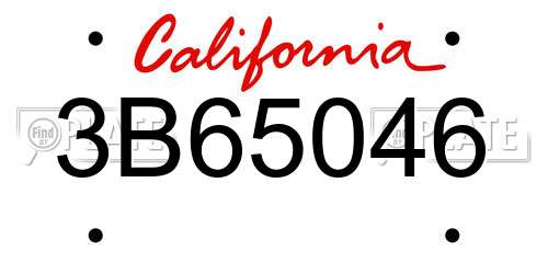 3B65046 California License Plate