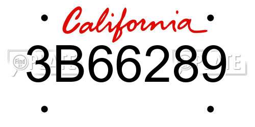 3B66289 California License Plate