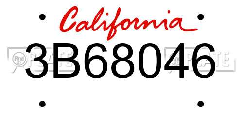 3B68046 California License Plate