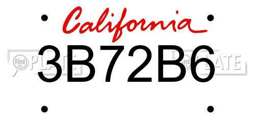 3B72B6 California License Plate