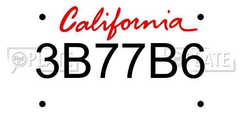 3B77B6 California License Plate