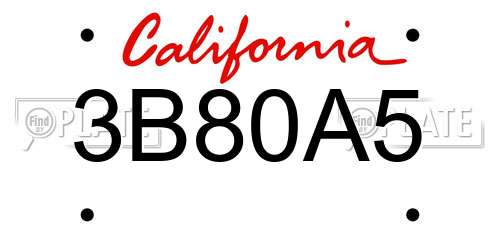 3B80A5 California License Plate