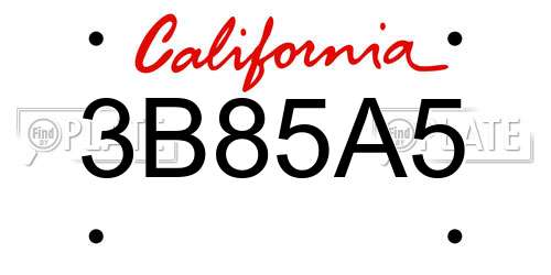 3B85A5 California License Plate