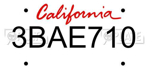 3BAE710 California License Plate