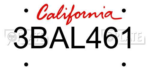 3BAL461 California License Plate