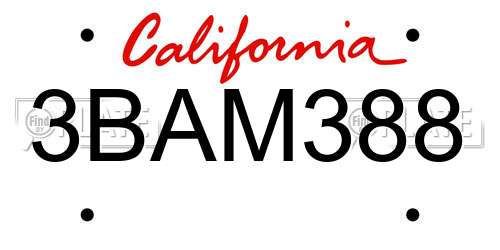 3BAM388 California License Plate