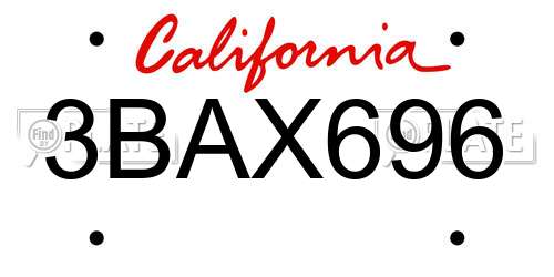 3BAX696 California License Plate
