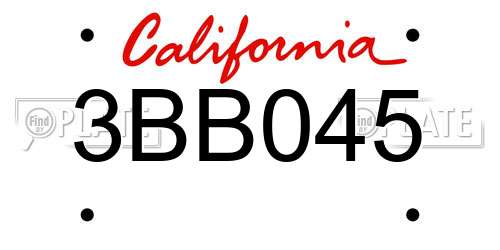 3BB045 California License Plate