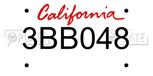 3BB048 California License Plate