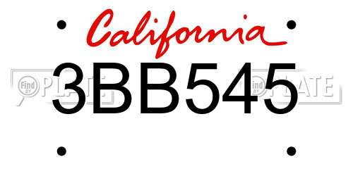 3BB545 California License Plate