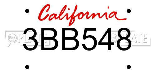 3BB548 California License Plate
