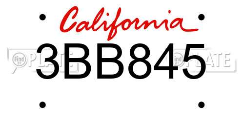 3BB845 California License Plate