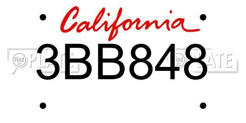 3BB848 California License Plate