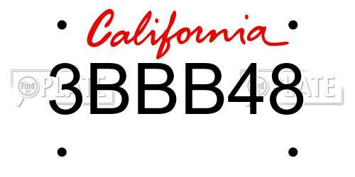 3BBB48 California License Plate