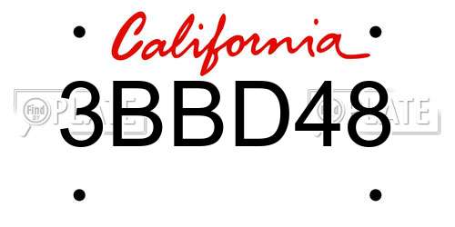 3BBD48 California License Plate
