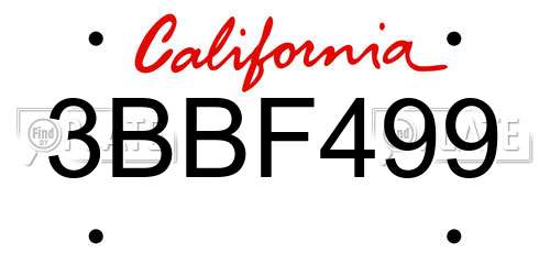 3BBF499 California License Plate