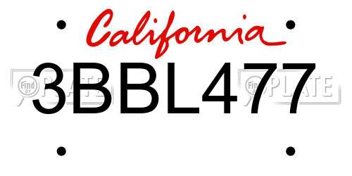 3BBL477 California License Plate