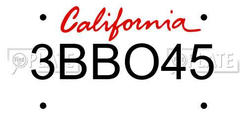 3BBO45 California License Plate